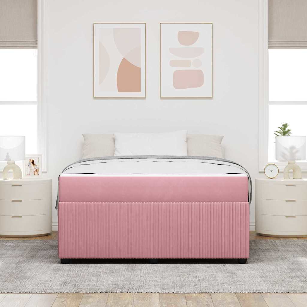 vidaXL Cadru de pat cu saltea cu saltea Roz 140 x 200 cm Catifea