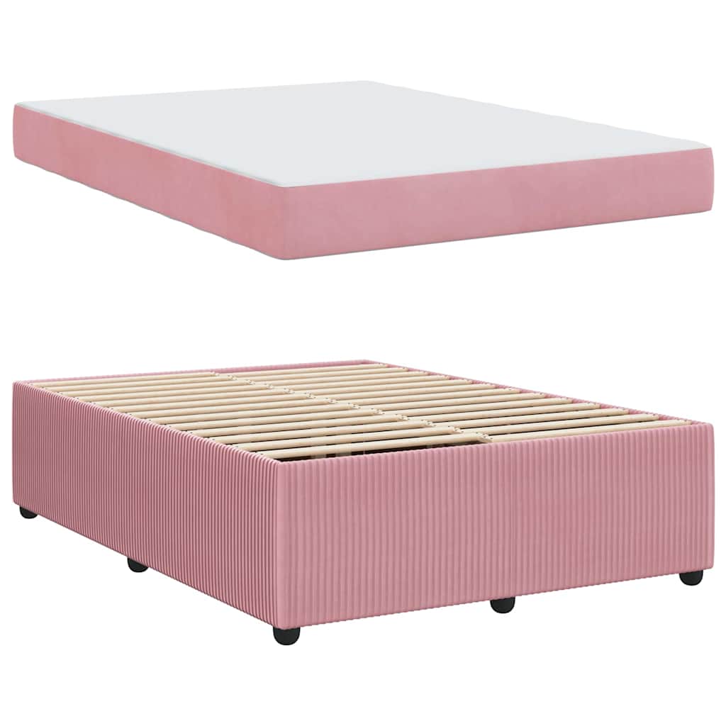 vidaXL Cadru de pat cu saltea cu saltea Roz 140 x 200 cm Catifea