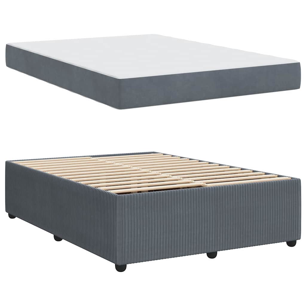vidaXL Cadru de pat cu saltea Gri închis 160 x 200 cm Catifea