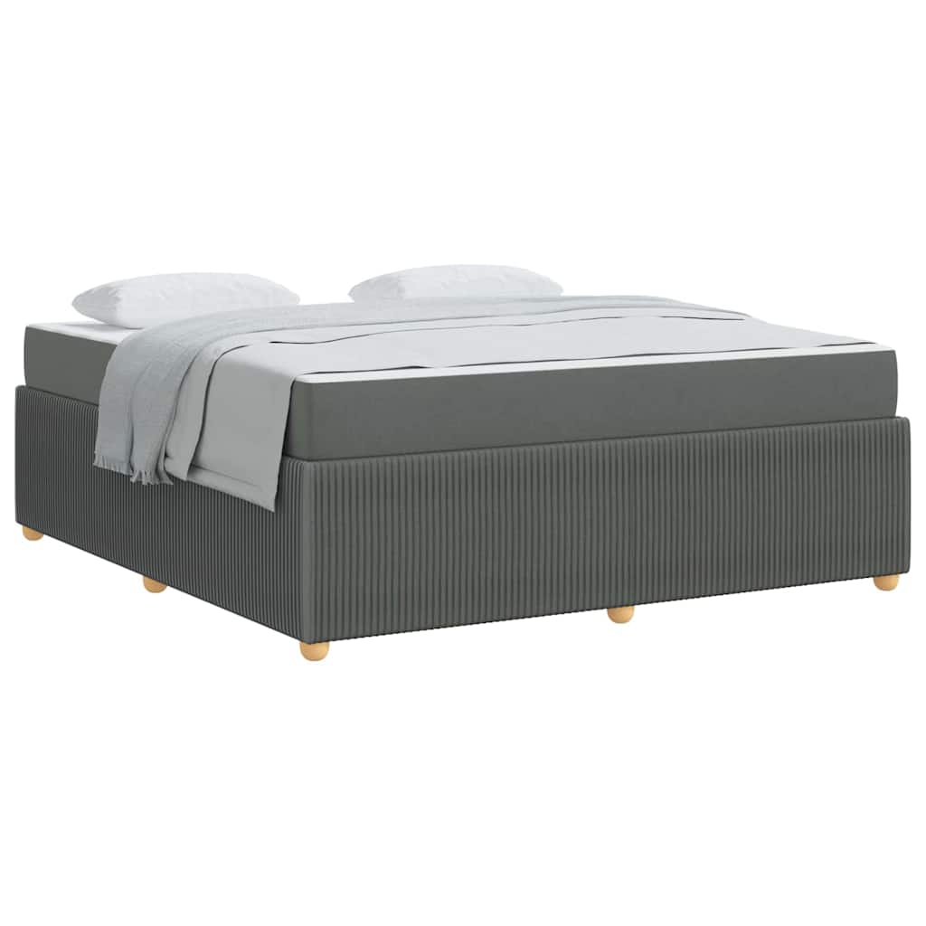 vidaXL Cadru de pat cu saltea Gri închis 180 x 200 cm țesătură
