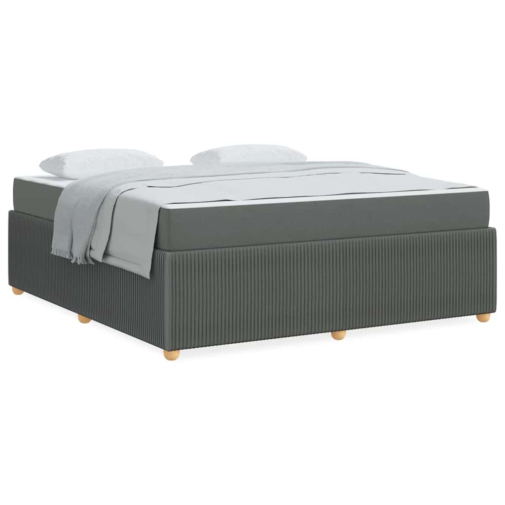 vidaXL Cadru de pat cu saltea Gri închis 180 x 200 cm țesătură