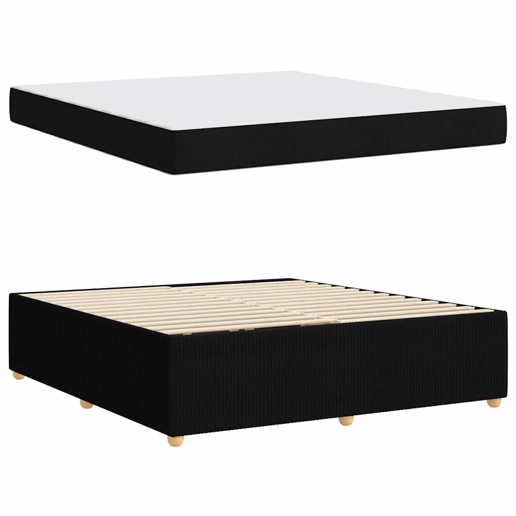 vidaXL Cadru de pat cu saltea cu saltea Negru 180 x 200 cm țesătură