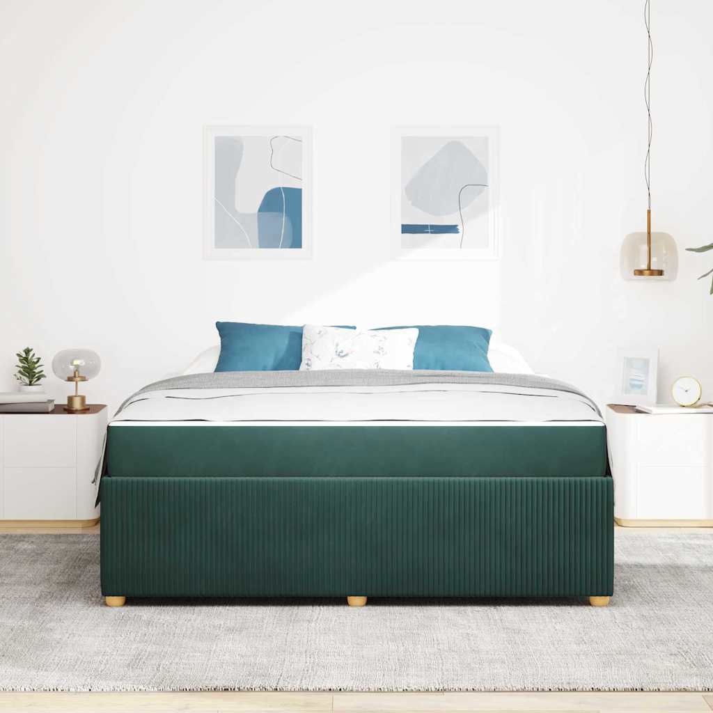 vidaXL Cadru de pat cu saltea Verde închis 180 x 200 cm Catifea