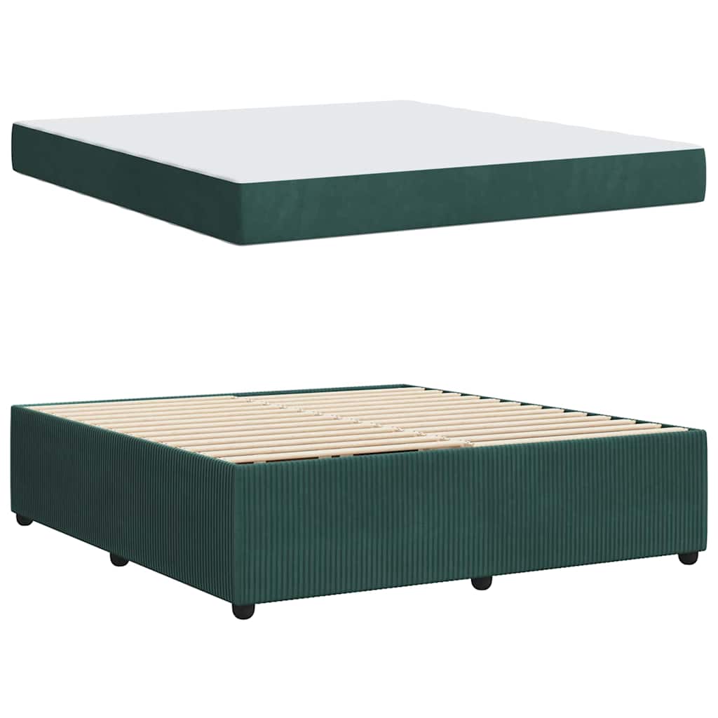vidaXL Cadru de pat cu saltea Verde închis 180 x 200 cm Catifea