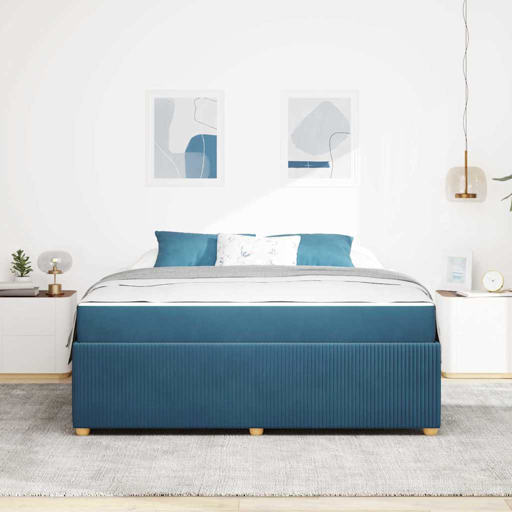 vidaXL Cadru de pat cu saltea cu saltea albastru 180 x 200 cm Catifea