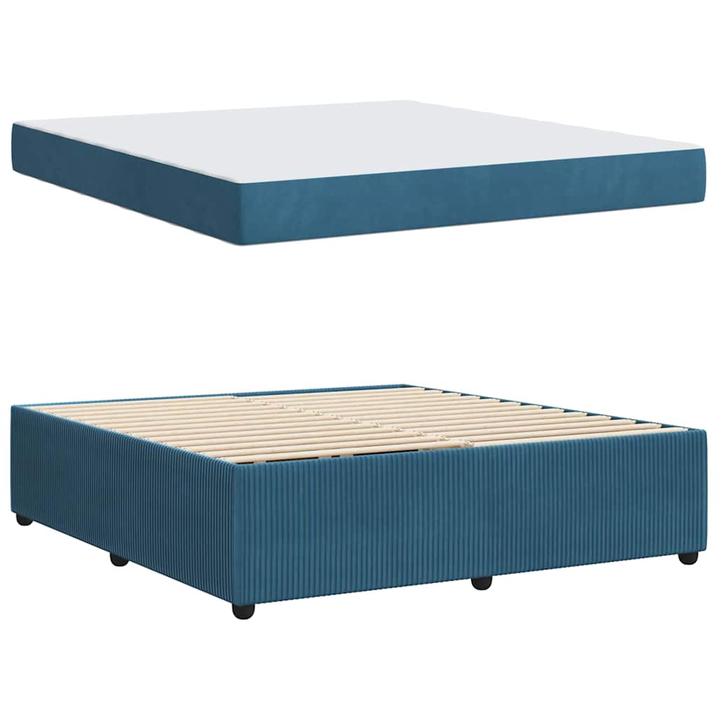 vidaXL Cadru de pat cu saltea cu saltea albastru 180 x 200 cm Catifea