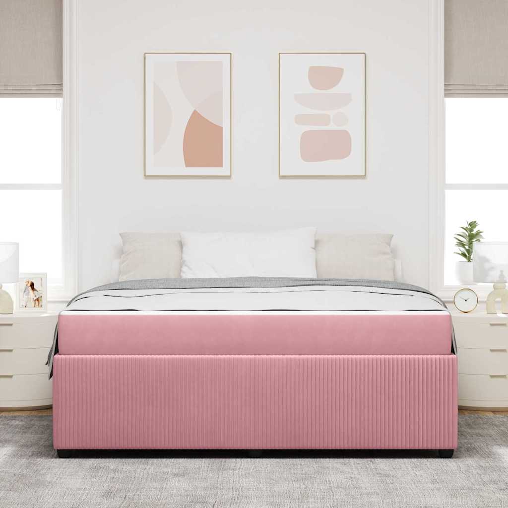 vidaXL Cadru de pat cu saltea cu saltea Roz 180 x 200 cm Catifea
