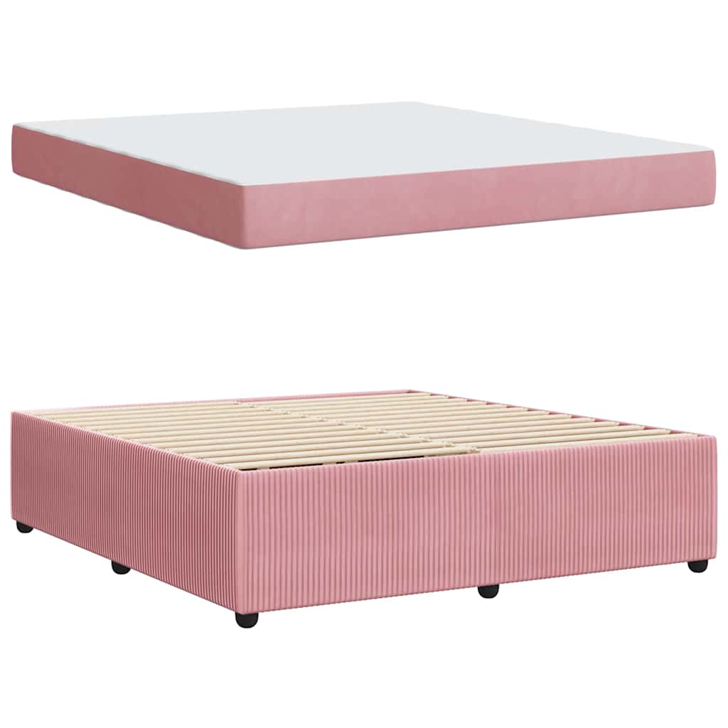 vidaXL Cadru de pat cu saltea cu saltea Roz 180 x 200 cm Catifea