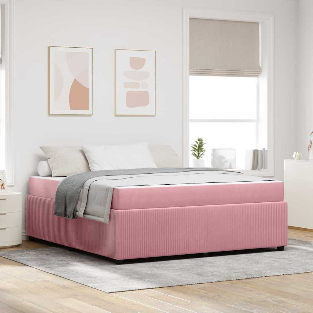 vidaXL Cadru de pat cu saltea cu saltea Roz 180 x 200 cm Catifea