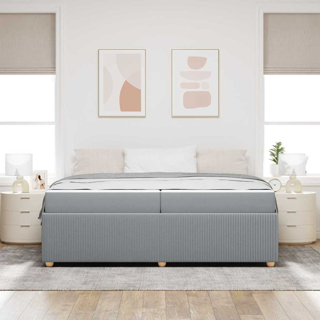 vidaXL Cadru de pat cu saltea Gri deschis 200 x 200 cm țesătură