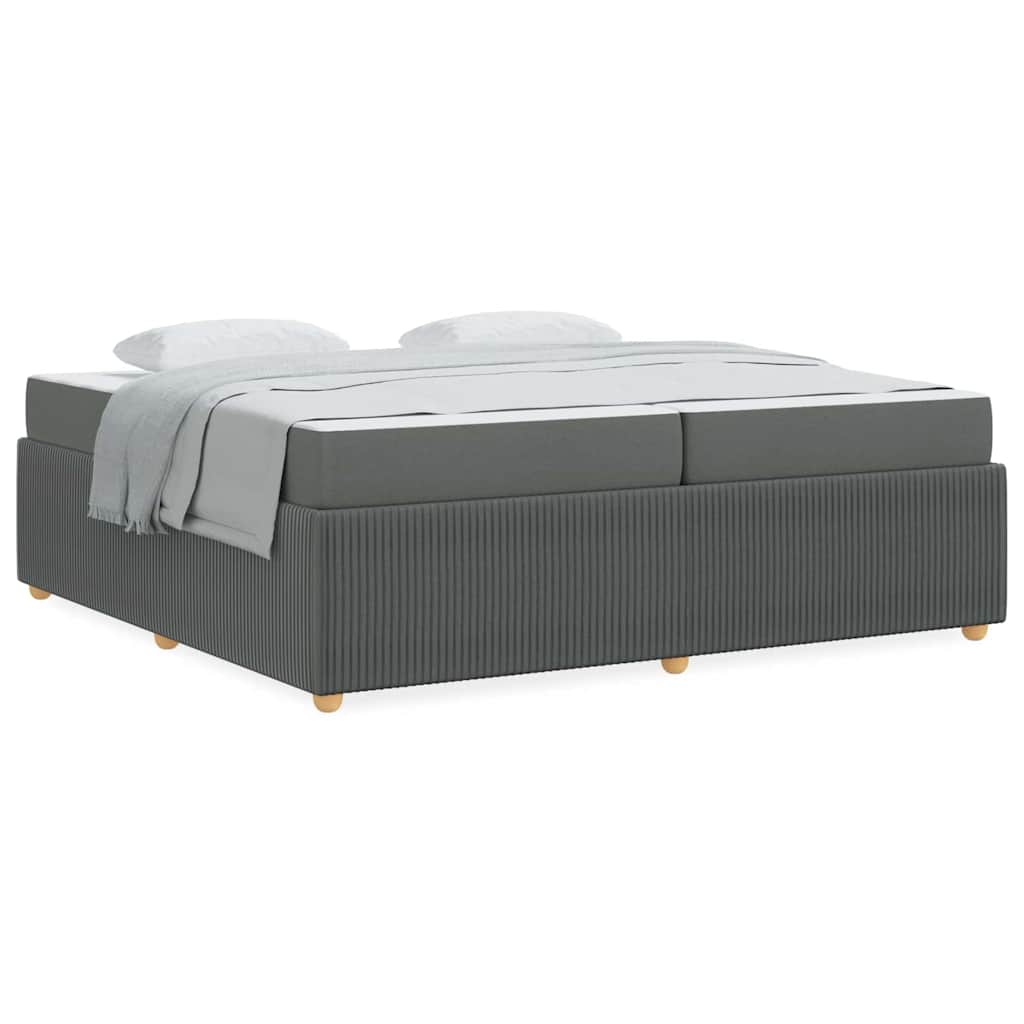 vidaXL Cadru de pat cu saltea Gri închis 200 x 200 cm țesătură