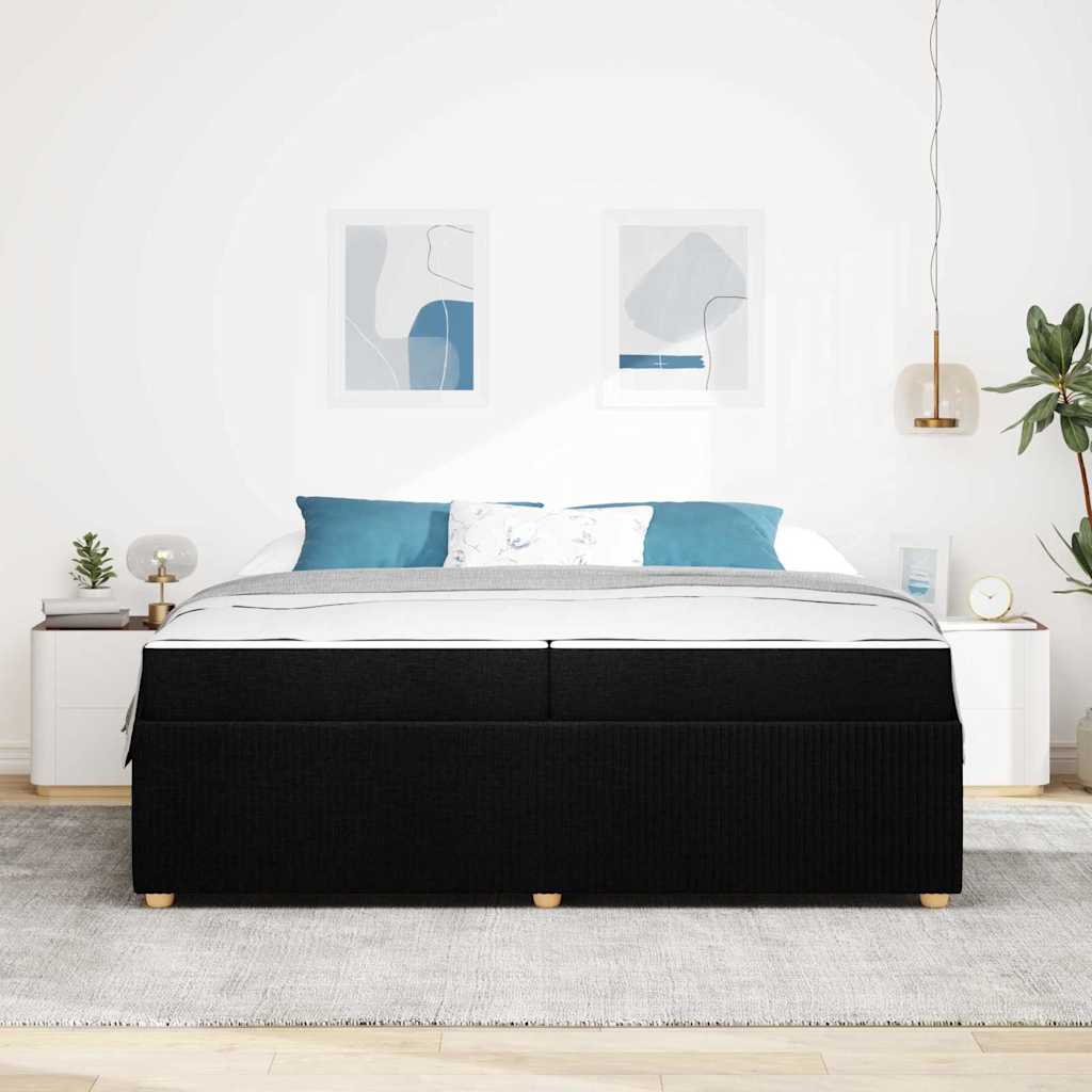 vidaXL Cadru de pat cu saltea cu saltea Negru 200 x 200 cm țesătură
