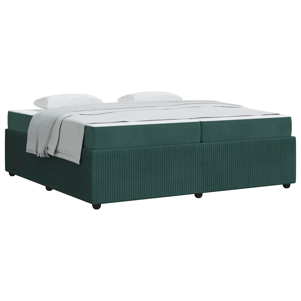 vidaXL Cadru de pat cu saltea Verde închis 200 x 200 cm Catifea