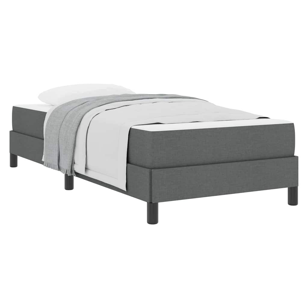 vidaXL Pat cu arcuri cu saltea Gri închis 90 x 200 cm țesătură vidaXL Pat cu arcuri cu saltea Gri închis 90 x 200 cm țesătură