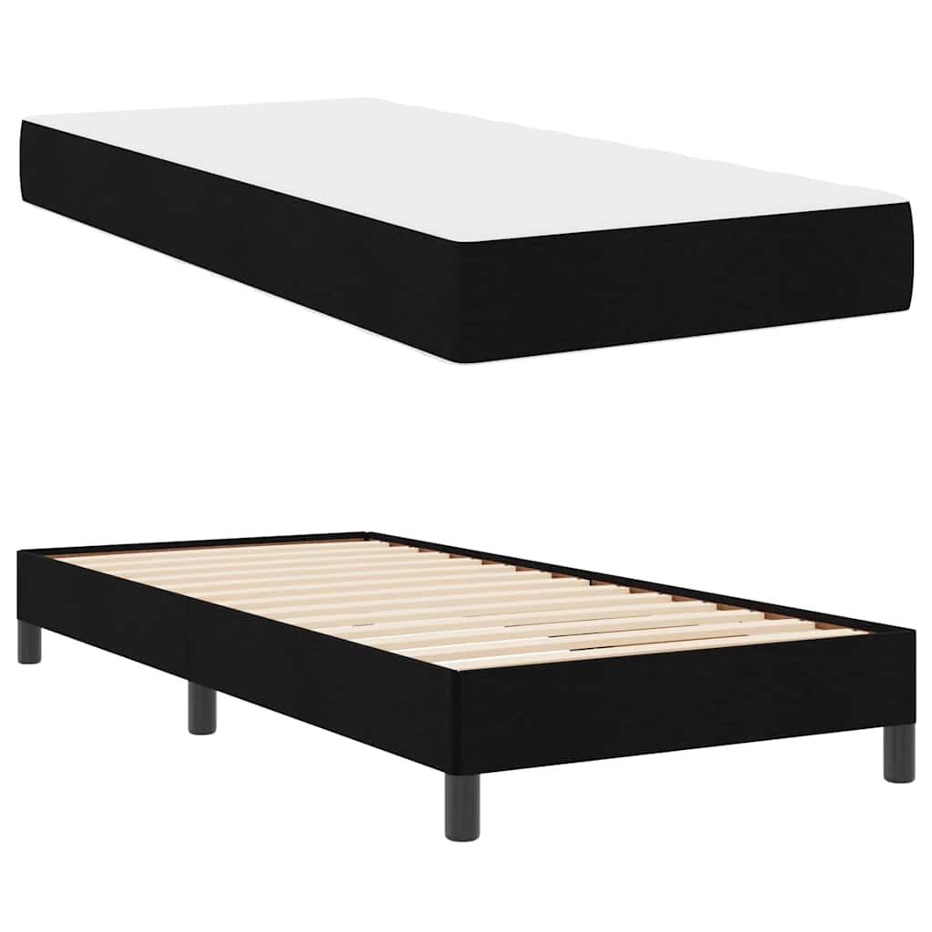 vidaXL Pat cu arcuri cu saltea Negru 90 x 200 cm țesătură vidaXL Pat cu arcuri cu saltea Negru 90 x 200 cm țesătură