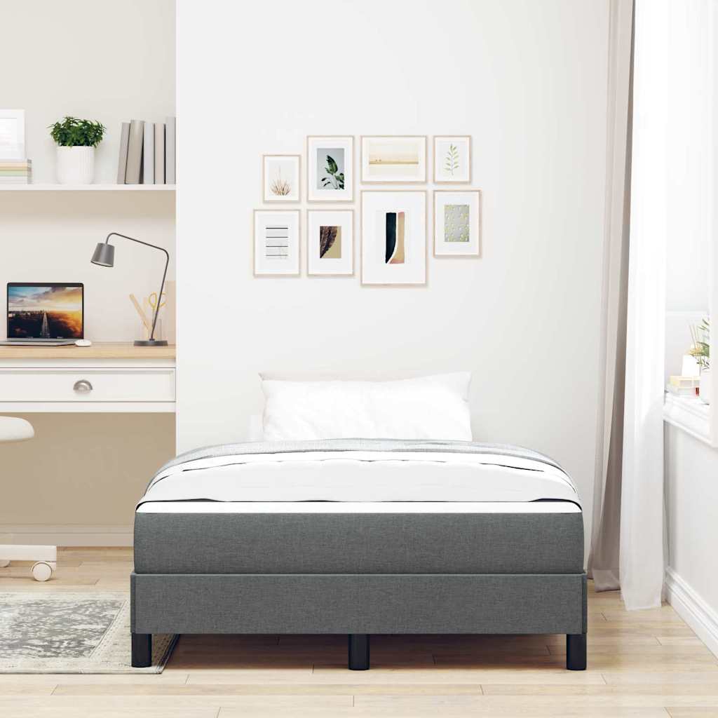 vidaXL Pat cu arcuri cu saltea Gri închis 120 x 190 cm țesătură vidaXL Pat cu arcuri cu saltea Gri închis 120 x 190 cm țesătură