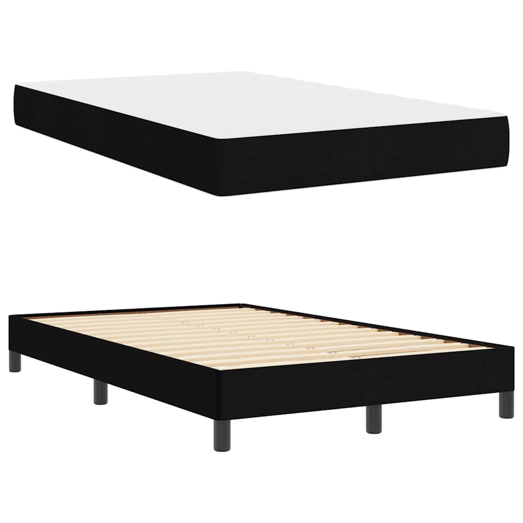 vidaXL Pat cu arcuri cu saltea Negru 120 x 190 cm țesătură vidaXL Pat cu arcuri cu saltea Negru 120 x 190 cm țesătură
