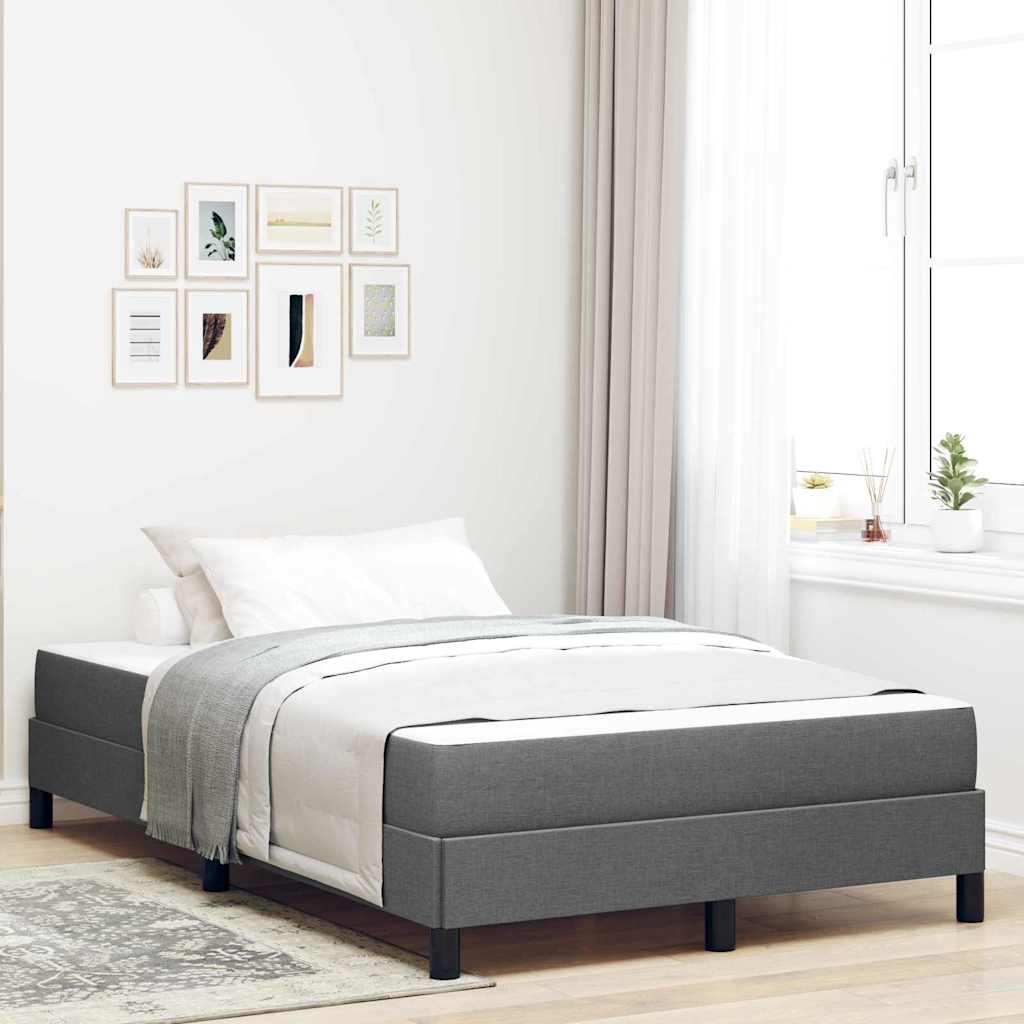 vidaXL Pat cu arcuri cu saltea Gri închis 120 x 200 cm țesătură vidaXL Pat cu arcuri cu saltea Gri închis 120 x 200 cm țesătură