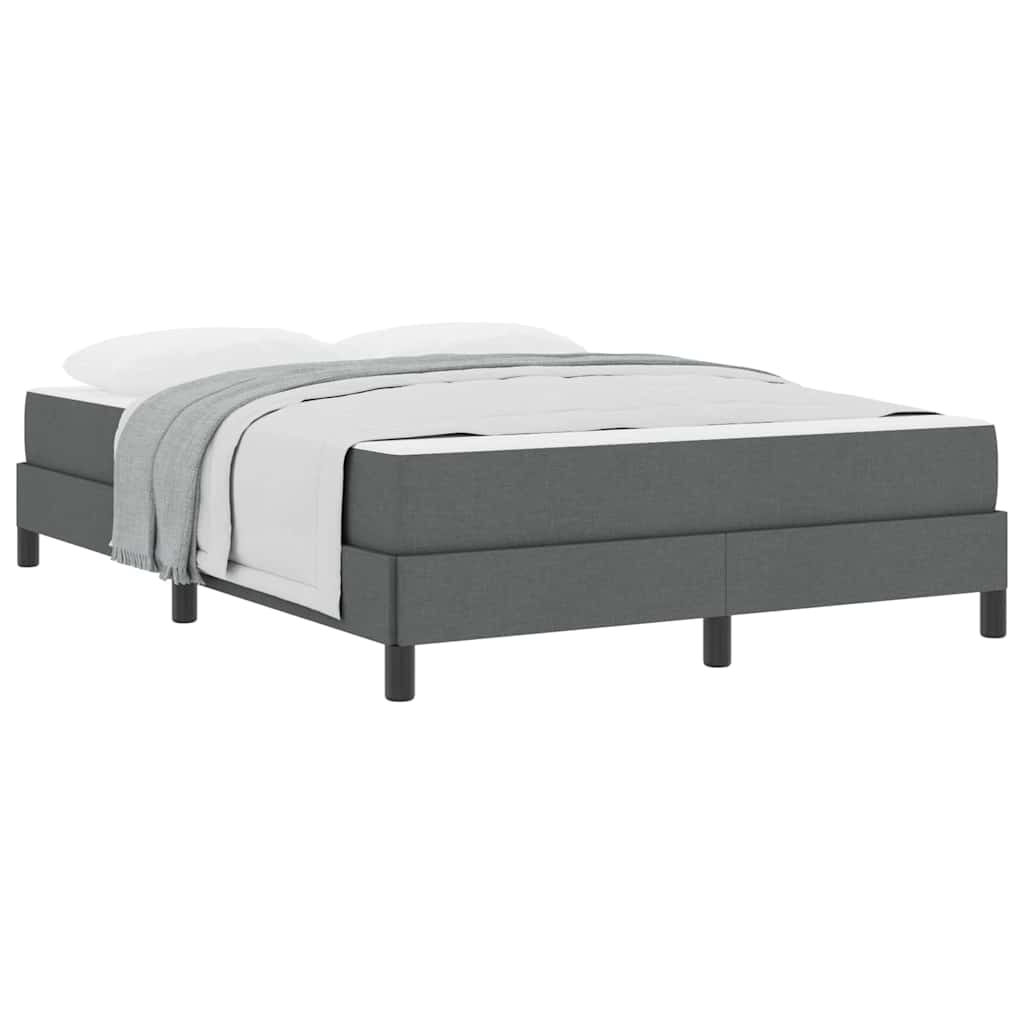 vidaXL Pat cu arcuri cu saltea Gri închis 140 x 190 cm țesătură vidaXL Pat cu arcuri cu saltea Gri închis 140 x 190 cm țesătură