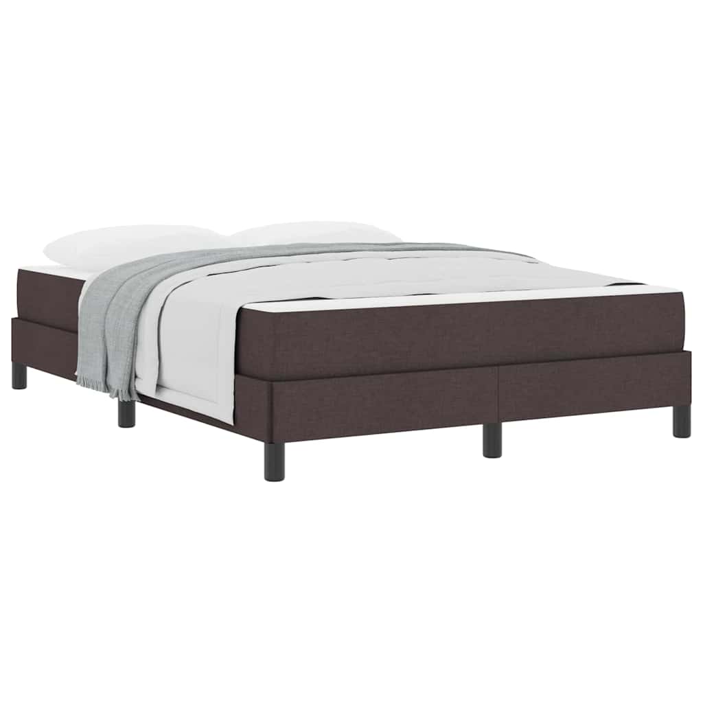 vidaXL Pat cu arcuri cu saltea Maro închis 140 x 190 cm țesătură vidaXL Pat cu arcuri cu saltea Maro închis 140 x 190 cm țesătură
