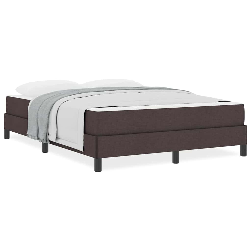 vidaXL Pat cu arcuri cu saltea Maro închis 140 x 190 cm țesătură vidaXL Pat cu arcuri cu saltea Maro închis 140 x 190 cm țesătură