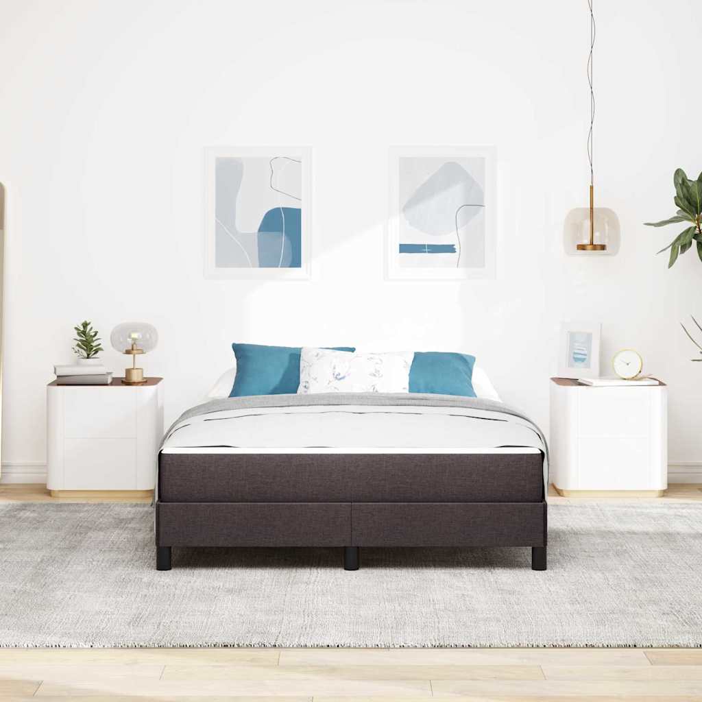 vidaXL Pat cu arcuri cu saltea Maro închis 140 x 190 cm țesătură vidaXL Pat cu arcuri cu saltea Maro închis 140 x 190 cm țesătură