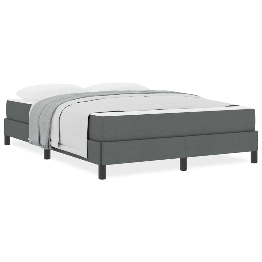 vidaXL Pat cu arcuri cu saltea Gri închis 140 x 200 cm țesătură vidaXL Pat cu arcuri cu saltea Gri închis 140 x 200 cm țesătură