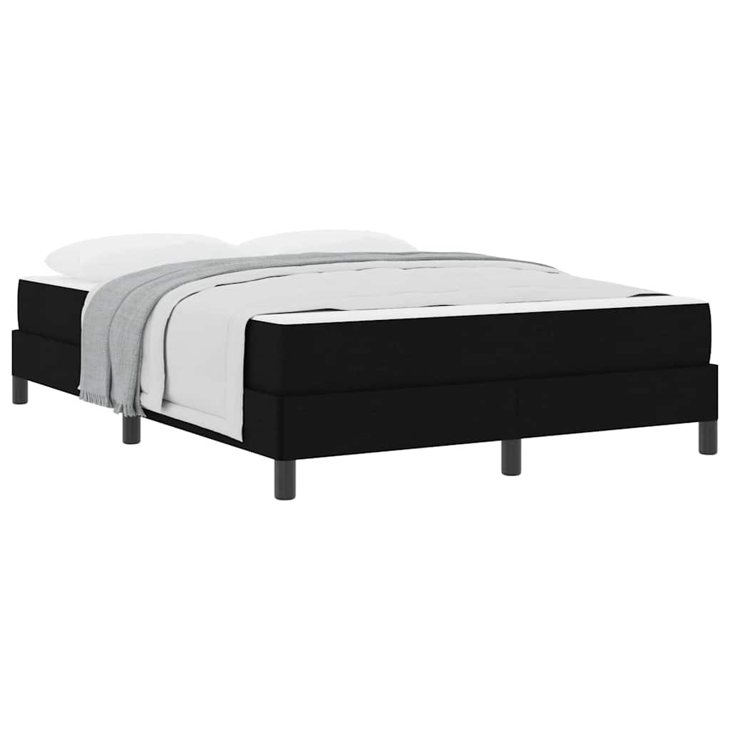 vidaXL Pat cu arcuri cu saltea Negru 140 x 200 cm țesătură vidaXL Pat cu arcuri cu saltea Negru 140 x 200 cm țesătură