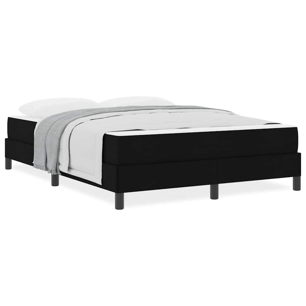 vidaXL Pat cu arcuri cu saltea Negru 140 x 200 cm țesătură vidaXL Pat cu arcuri cu saltea Negru 140 x 200 cm țesătură