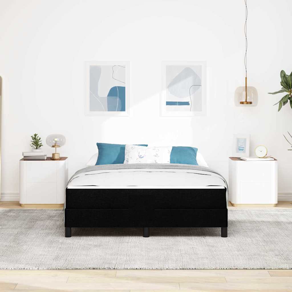 vidaXL Pat cu arcuri cu saltea Negru 140 x 200 cm țesătură vidaXL Pat cu arcuri cu saltea Negru 140 x 200 cm țesătură