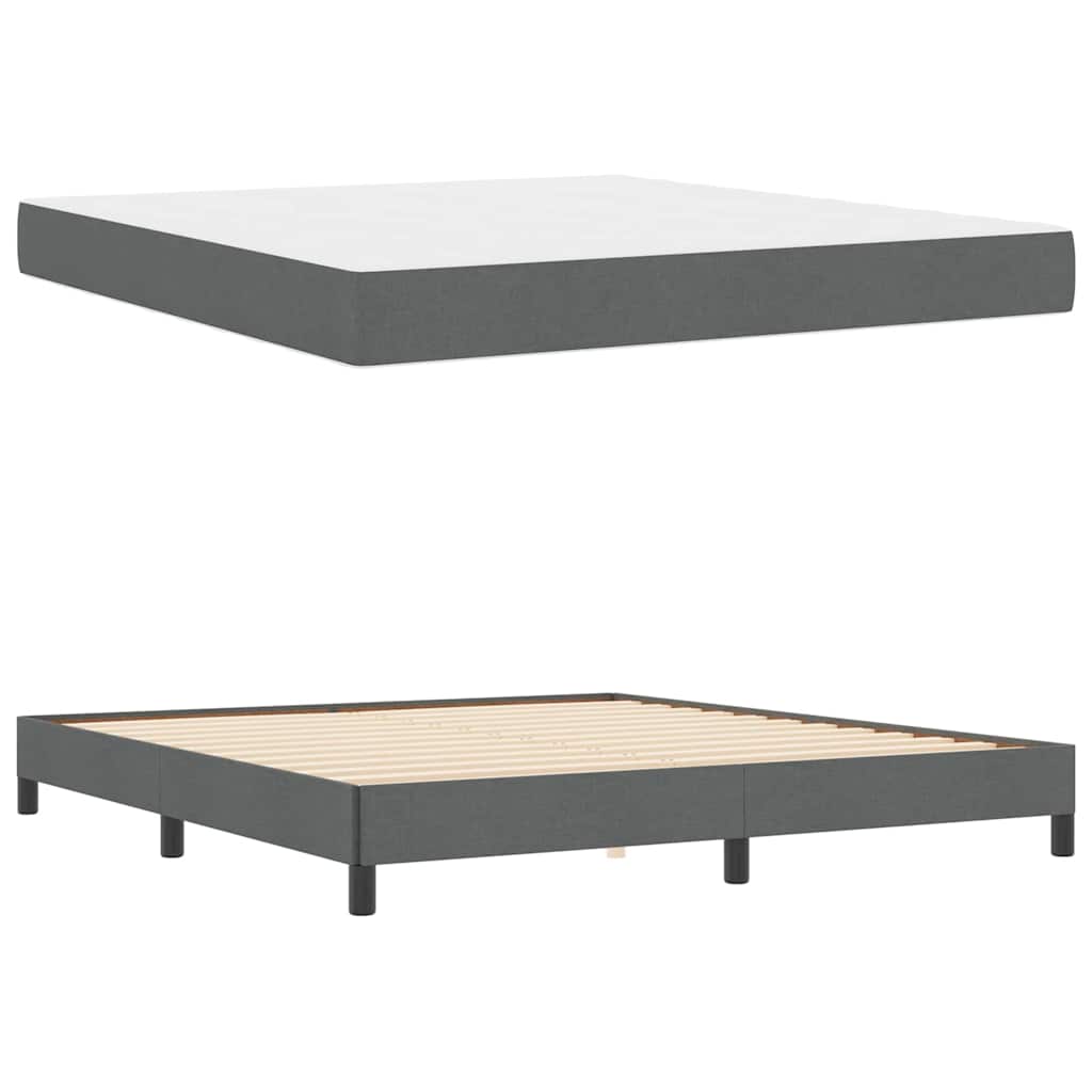 vidaXL Pat cu arcuri cu saltea Gri închis 180 x 200 cm țesătură vidaXL Pat cu arcuri cu saltea Gri închis 180 x 200 cm țesătură