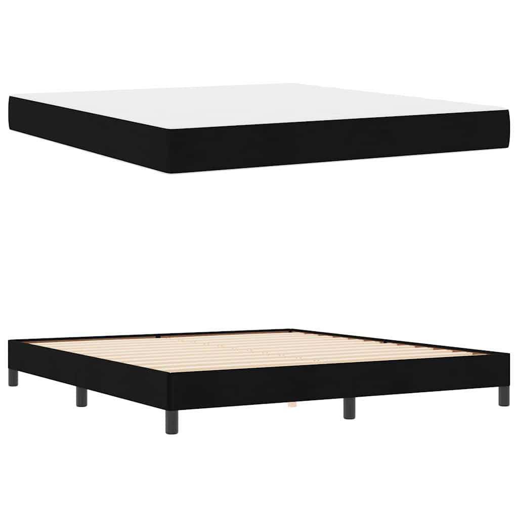 vidaXL Pat cu arcuri cu saltea Negru 180 x 200 cm țesătură vidaXL Pat cu arcuri cu saltea Negru 180 x 200 cm țesătură