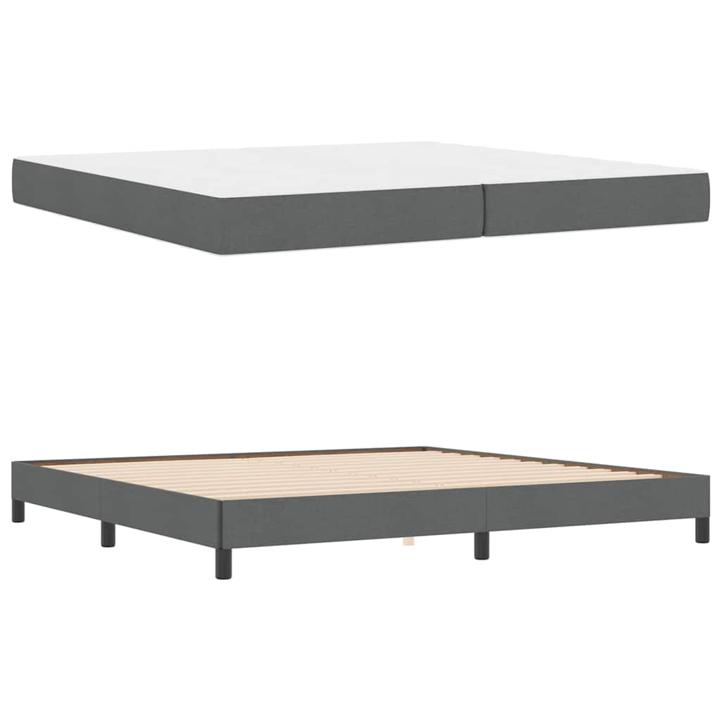 vidaXL Pat cu arcuri cu saltea Gri închis 200 x 200 cm țesătură vidaXL Pat cu arcuri cu saltea Gri închis 200 x 200 cm țesătură