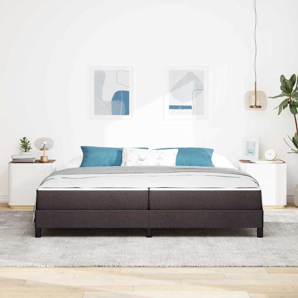 vidaXL Pat cu arcuri cu saltea Maro închis 200 x 200 cm țesătură vidaXL Pat cu arcuri cu saltea Maro închis 200 x 200 cm țesătură