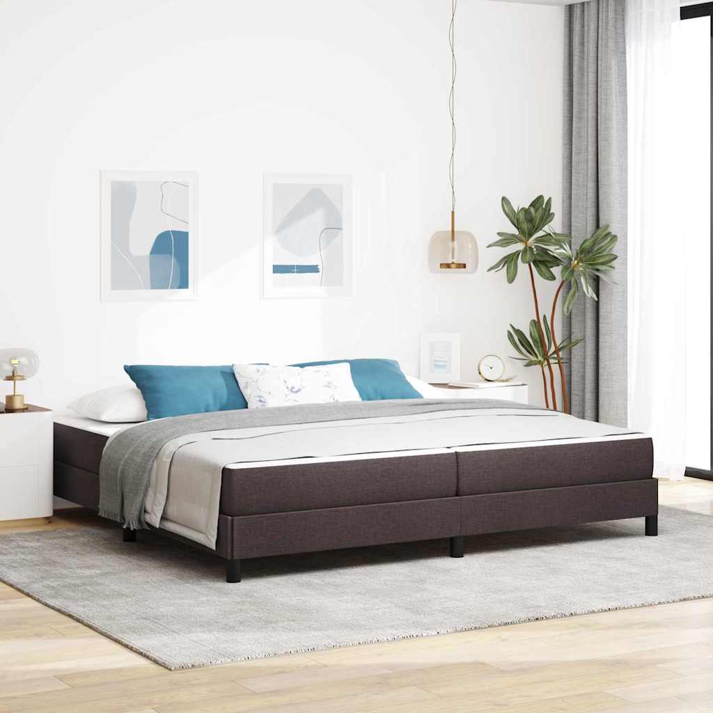vidaXL Pat cu arcuri cu saltea Maro închis 200 x 200 cm țesătură vidaXL Pat cu arcuri cu saltea Maro închis 200 x 200 cm țesătură