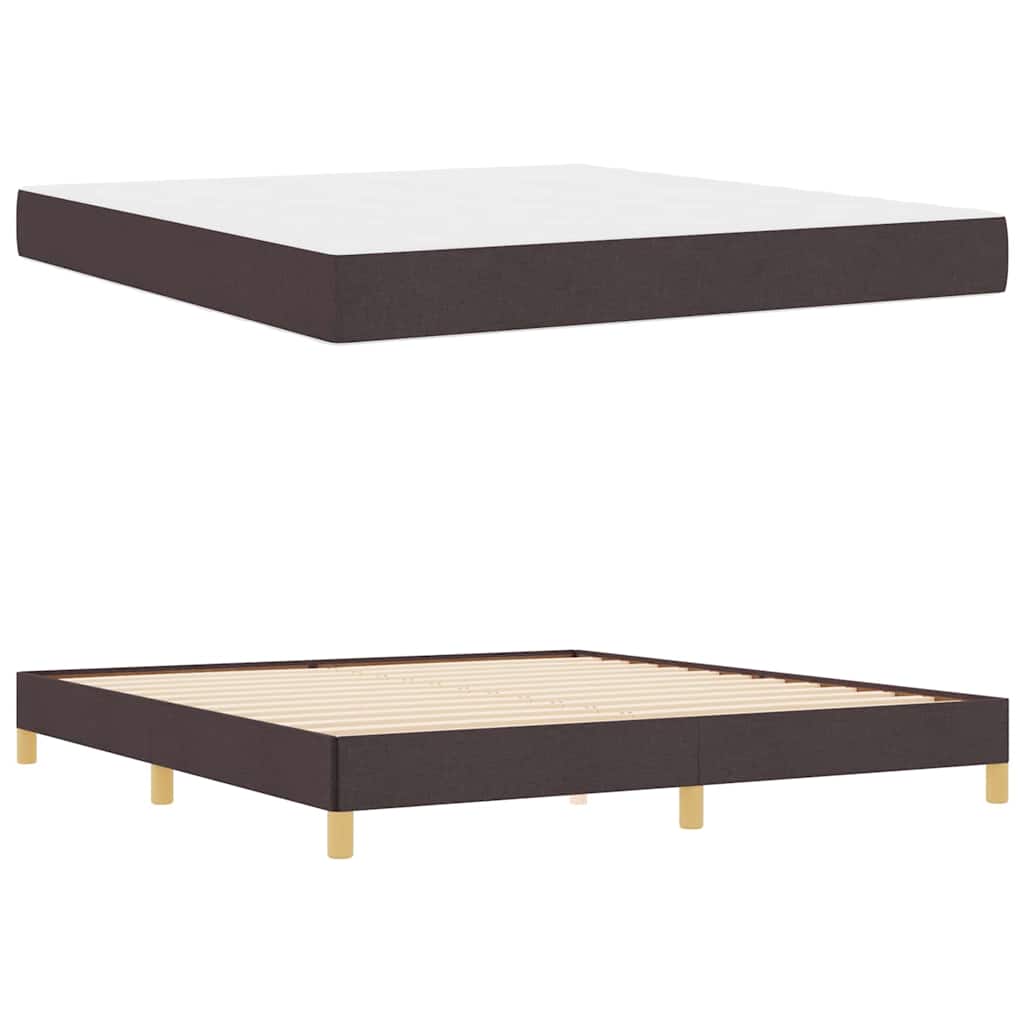 vidaXL Pat cu arcuri Maro 180 x 200 cm Țesătură și Lemn prelucrat vidaXL Pat cu arcuri Maro 180 x 200 cm Țesătură și Lemn prelucrat
