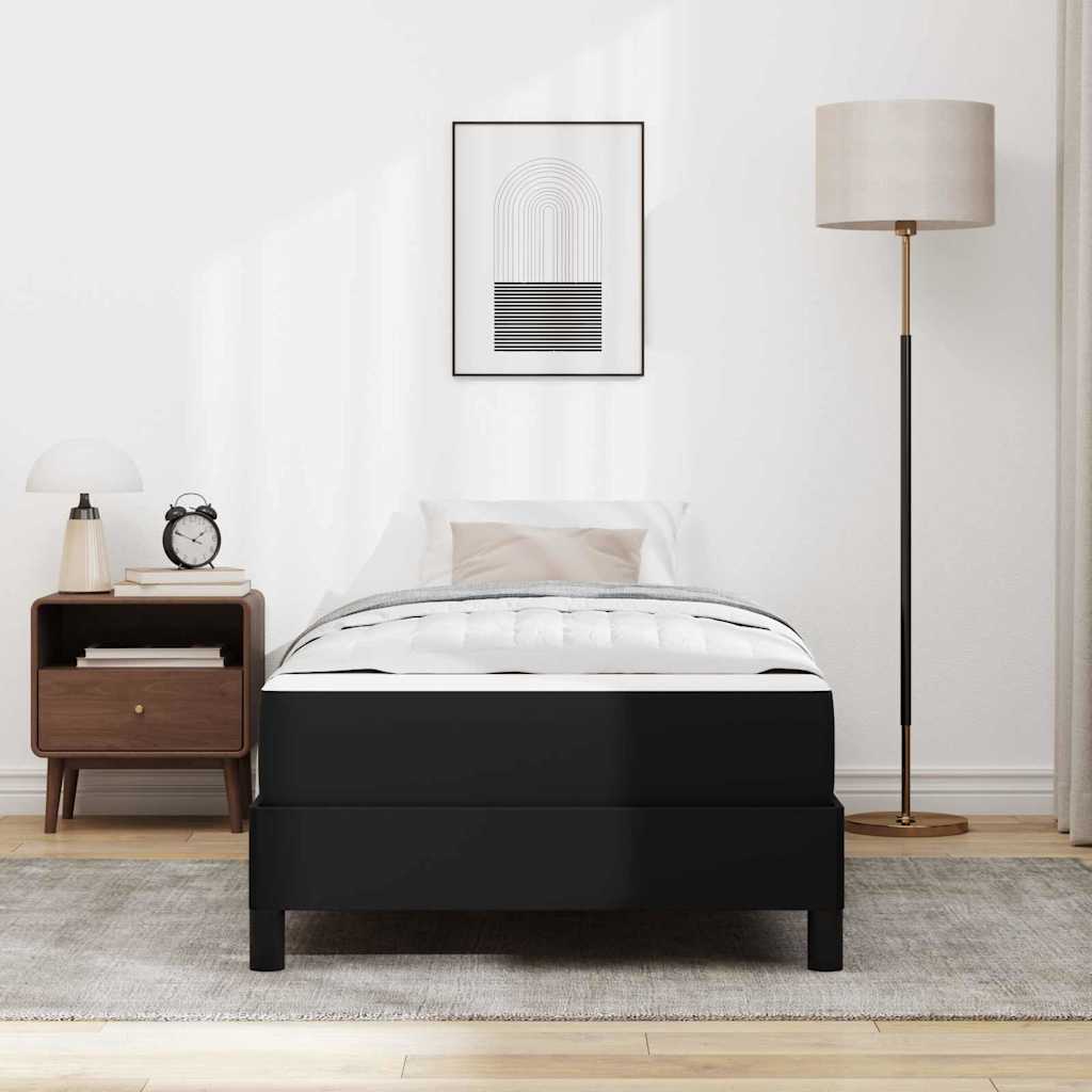 vidaXL Pat cu saltea Negru 90 x 190 cm Piele artificială vidaXL Pat cu saltea Negru 90 x 190 cm Piele artificială