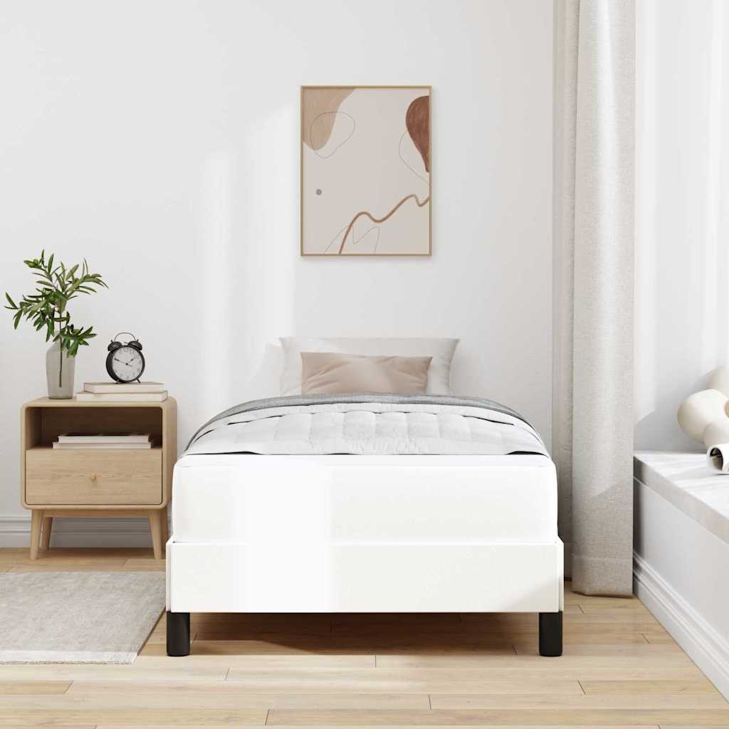 vidaXL Pat cu saltea Alb pur 90 x 200 cm Piele artificială