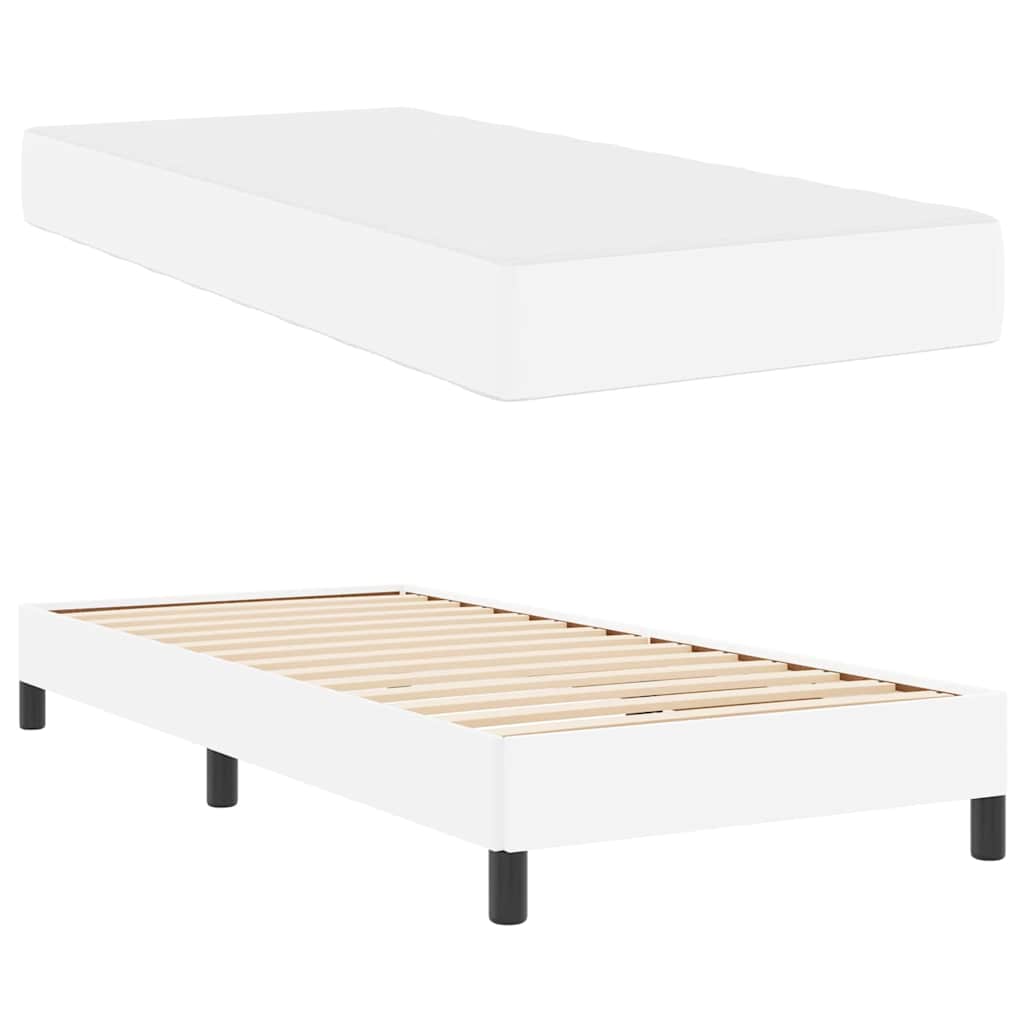 vidaXL Pat cu saltea Alb pur 90 x 200 cm Piele artificială