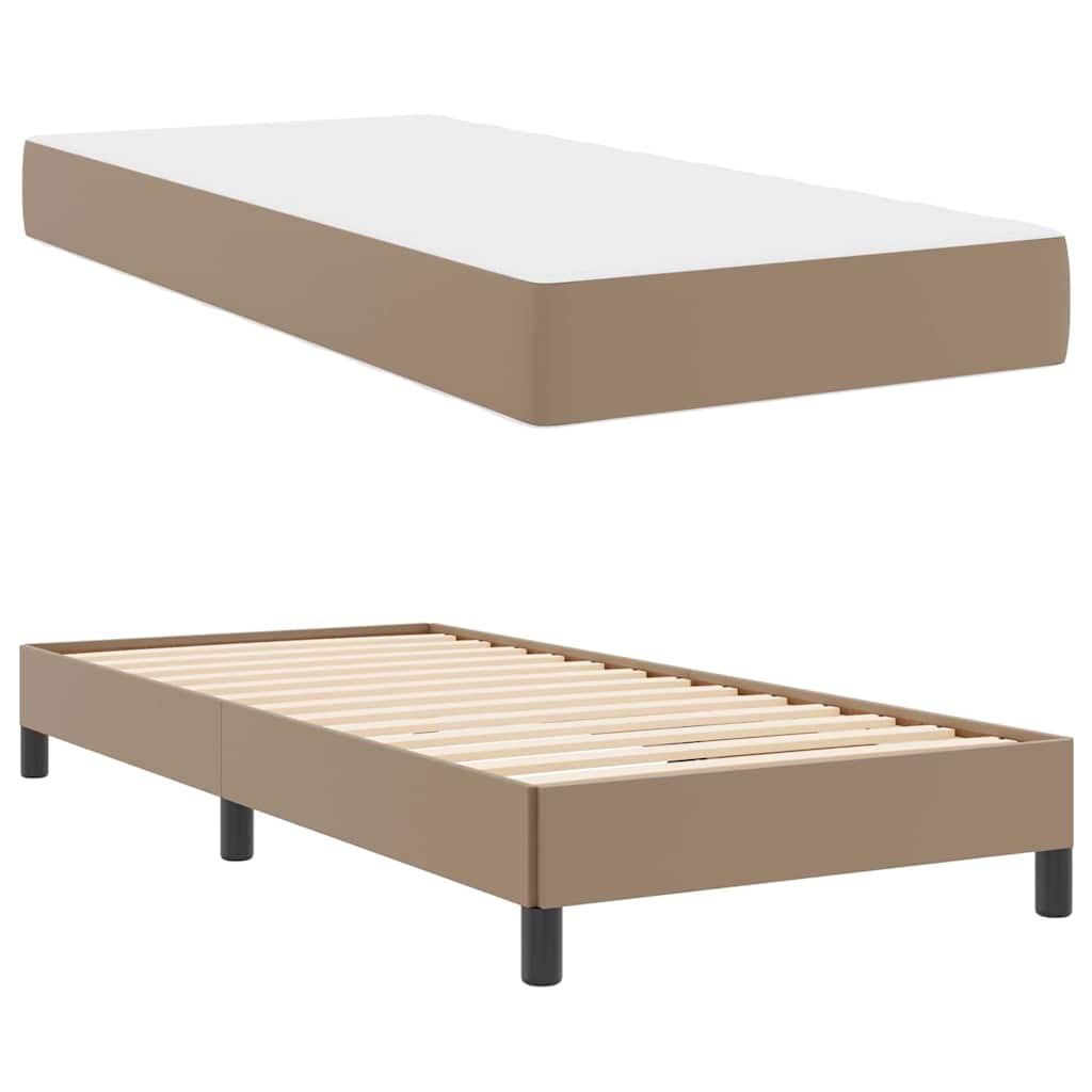 vidaXL Pat cu saltea Cappuccino 90 x 200 cm Piele artificială