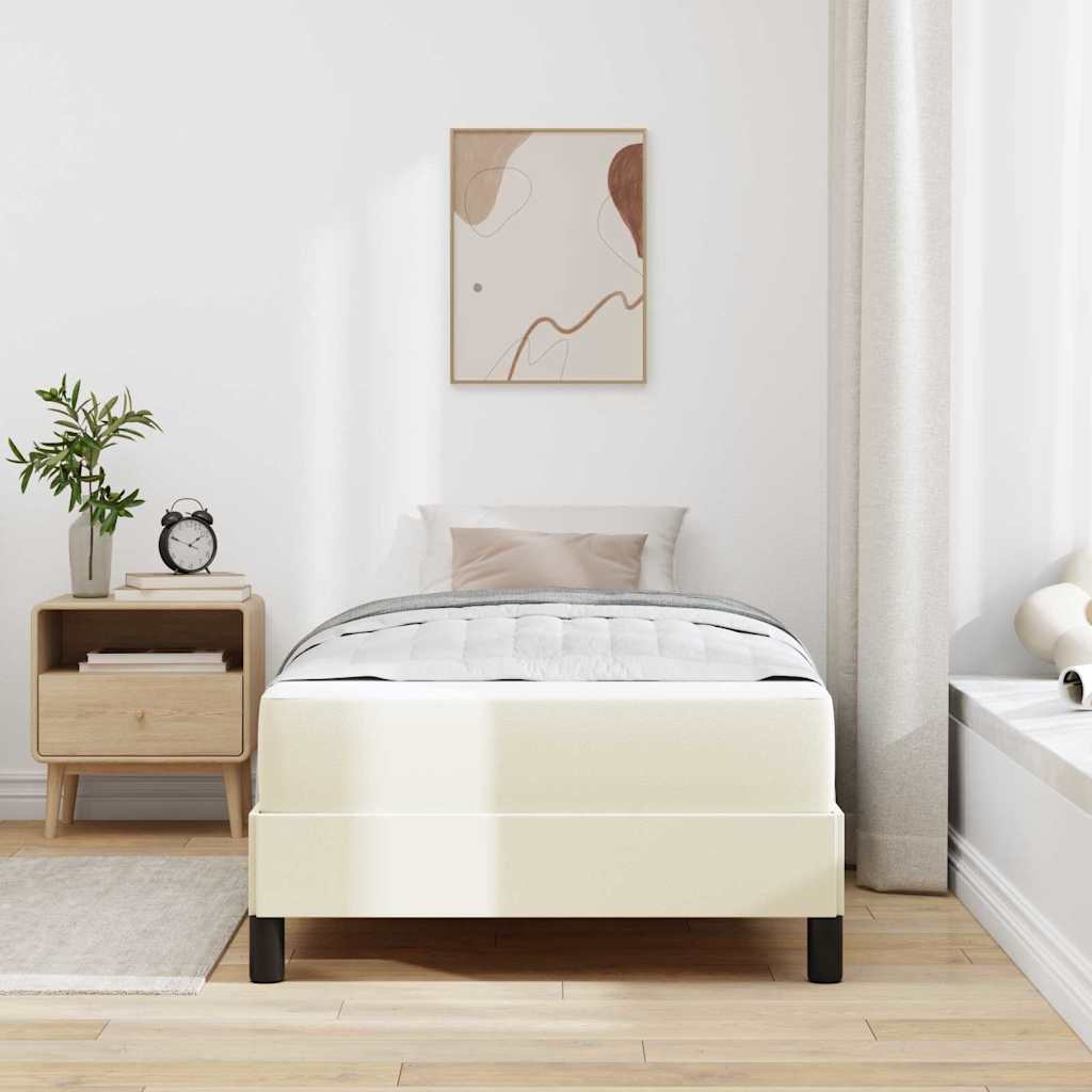 vidaXL Pat cu saltea Crem 100 x 200 cm Piele artificială