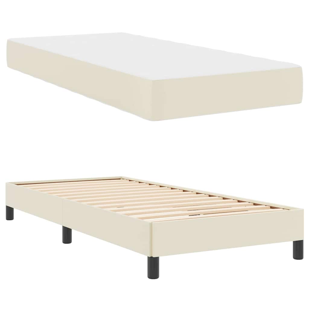 vidaXL Pat cu saltea Crem 100 x 200 cm Piele artificială