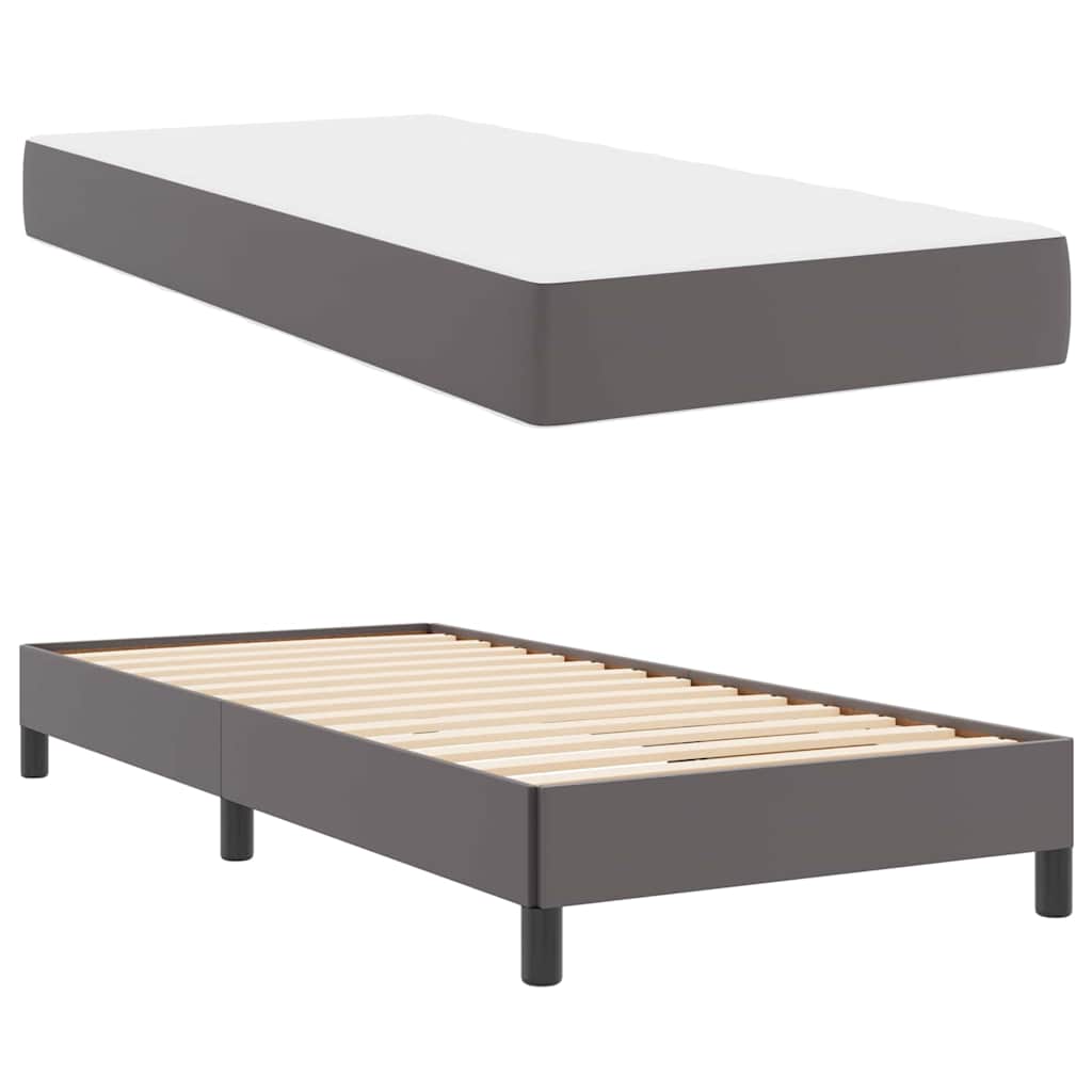 vidaXL Pat cu saltea Gri 100 x 200 cm Piele artificială