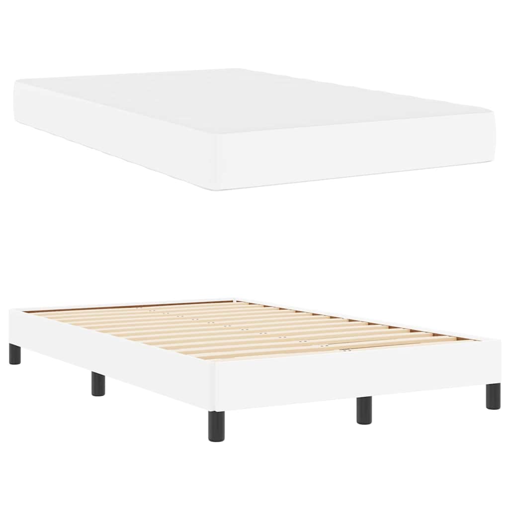 vidaXL Pat cu saltea Alb pur 120 x 190 cm Piele artificială