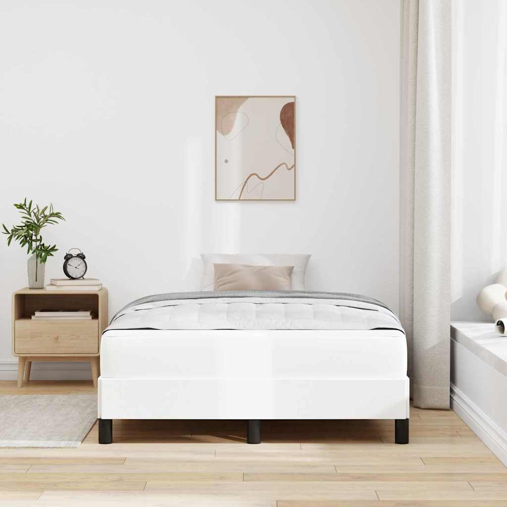 vidaXL Pat cu saltea Alb pur 120 x 200 cm Piele artificială vidaXL Pat cu saltea Alb pur 120 x 200 cm Piele artificială