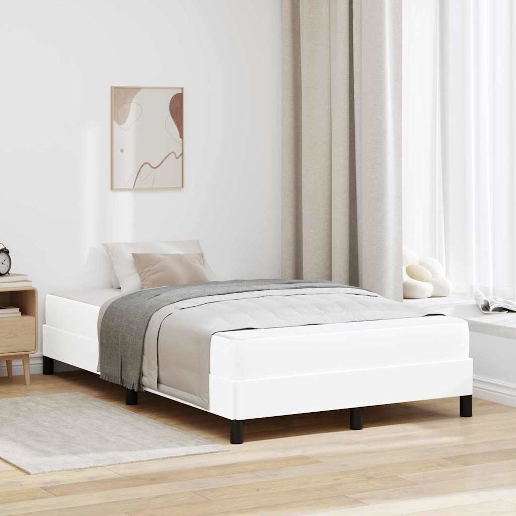 vidaXL Pat cu saltea Alb pur 120 x 200 cm Piele artificială vidaXL Pat cu saltea Alb pur 120 x 200 cm Piele artificială