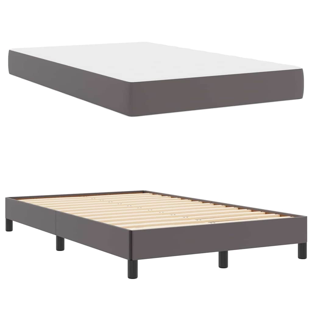 vidaXL Pat cu saltea Gri 120 x 200 cm Piele artificială