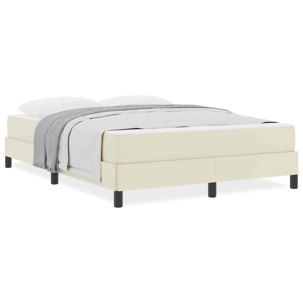 vidaXL Cadru de pat cu saltea Crem 140 x 190 cm țesătură