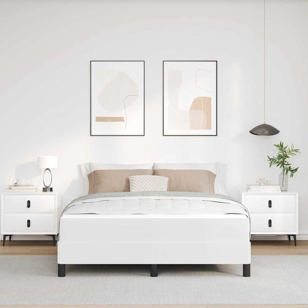 vidaXL Pat cu saltea Alb pur 140 x 200 cm Piele artificială