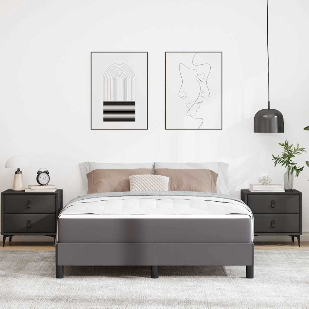 vidaXL Pat cu saltea Gri 140 x 200 cm Piele artificială
